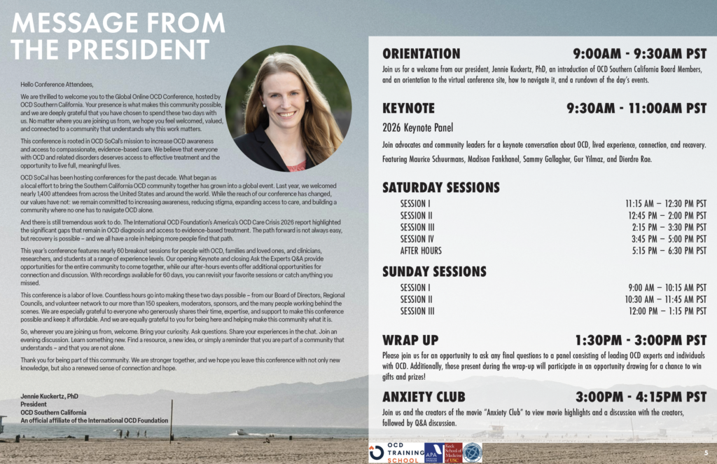 2026 Online OCD Conference program, page 2