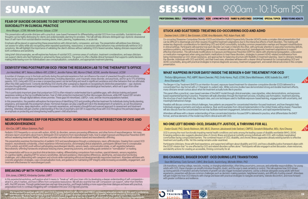 2026 Online OCD Conference program, page 9